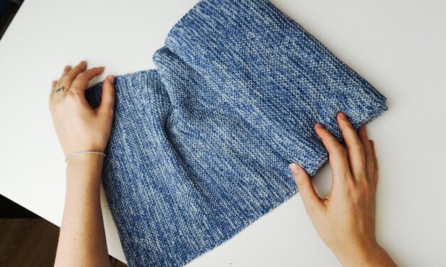 Easy to knit garter stitch scarf in light blue alpaca